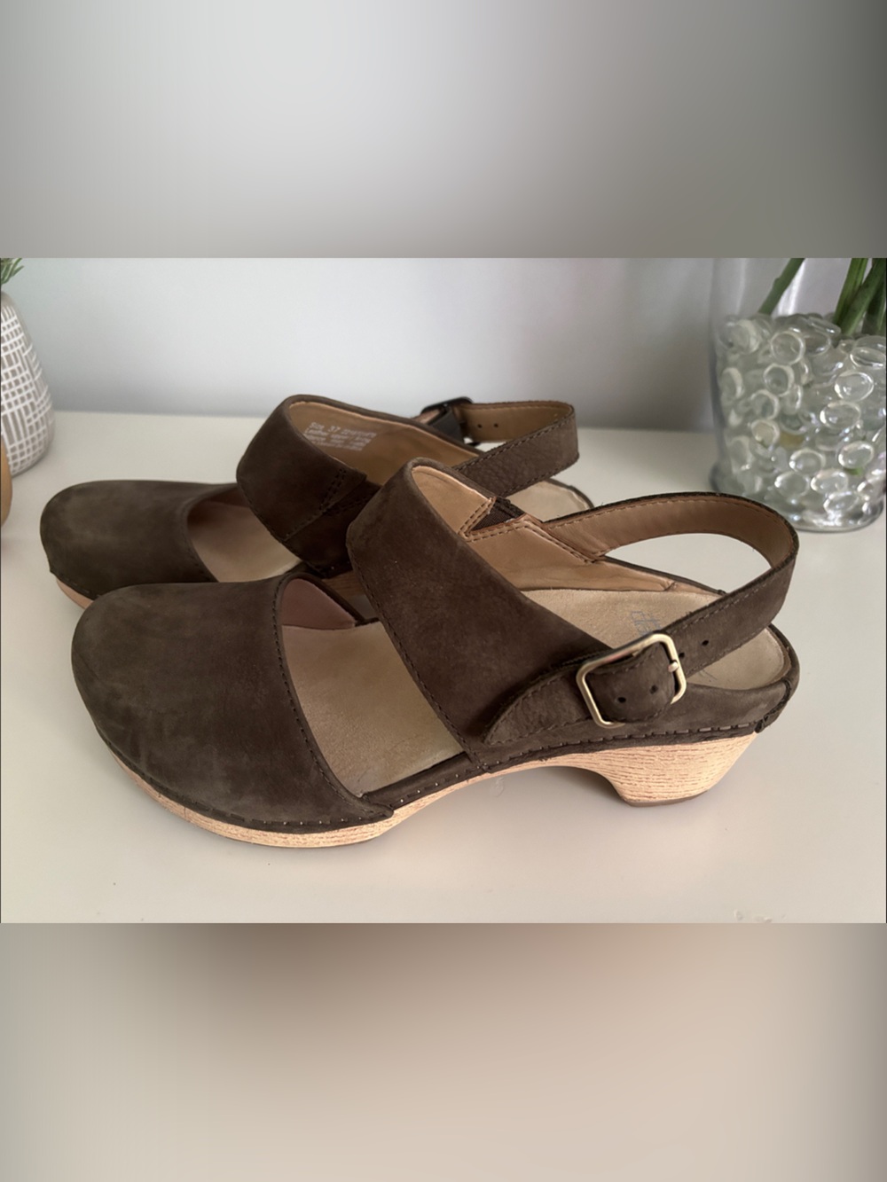 Dansko Lucia Ivy Suede Slingback Wedge Clogs